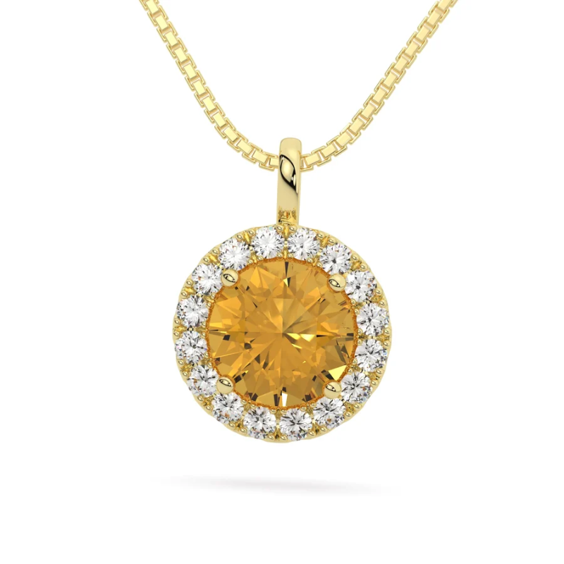 925 Sterling Silver Moissanite Halo Necklace – 1.25 CTW Round Solitaire Pendant