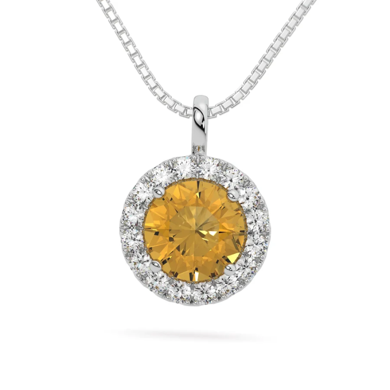 925 Sterling Silver Moissanite Halo Necklace – 1.25 CTW Round Solitaire Pendant