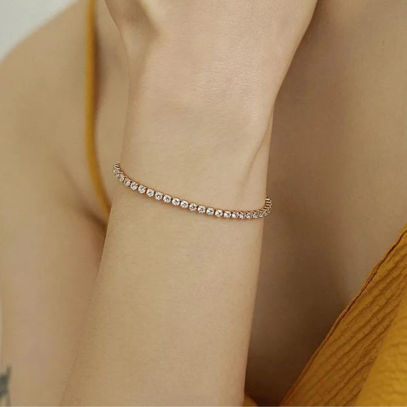 AAA+ Cubic Zirconia Tennis Bracelet | 4mm Sparkling CZ Chain for Men & Women