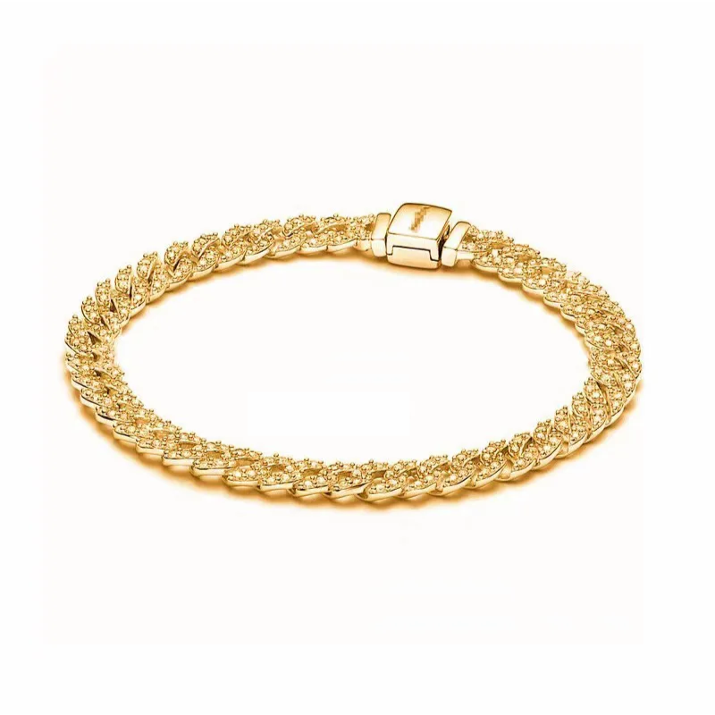 Classic Cuban Link Chain Bracelet | Sparking Stone Pavé Wristband for Women
