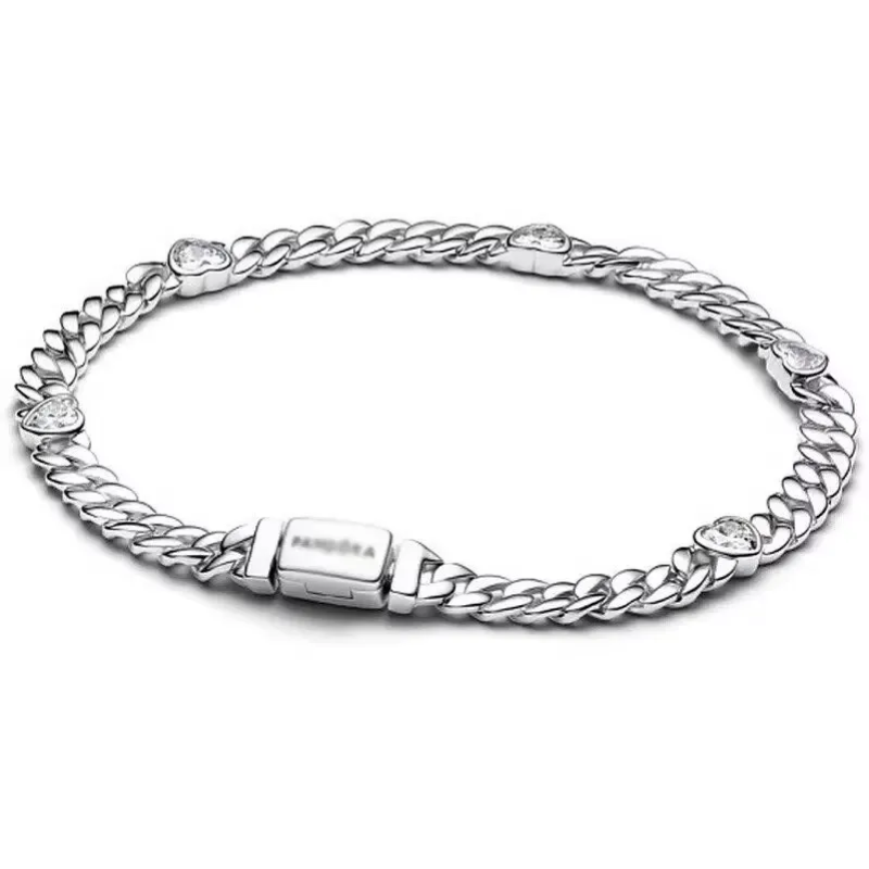 Classic Cuban Link Chain Bracelet | Sparking Stone Pavé Wristband for Women