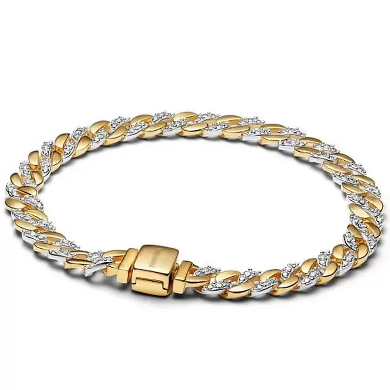 Classic Cuban Link Chain Bracelet | Sparking Stone Pavé Wristband for Women