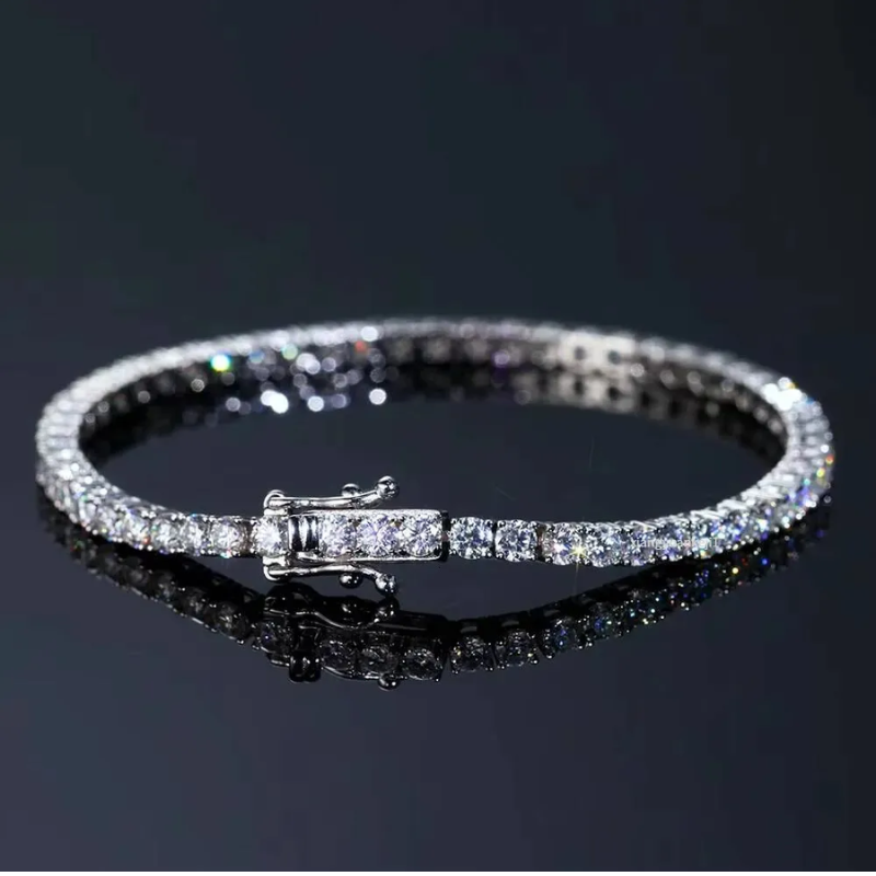 Moissanite Tennis Bracelet in 925 Sterling Silver – 2mm 3mm 4mm GRA Certified Unisex Chain