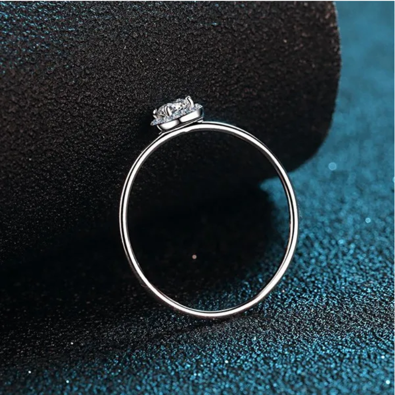 S925 Sterling Silver 0.30ct Moissanite Bezel Ring – Classic Round Solitaire Ring for Women