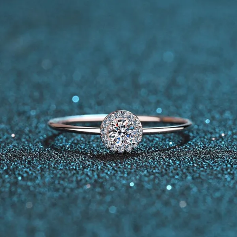S925 Sterling Silver 0.30ct Moissanite Bezel Ring – Classic Round Solitaire Ring for Women