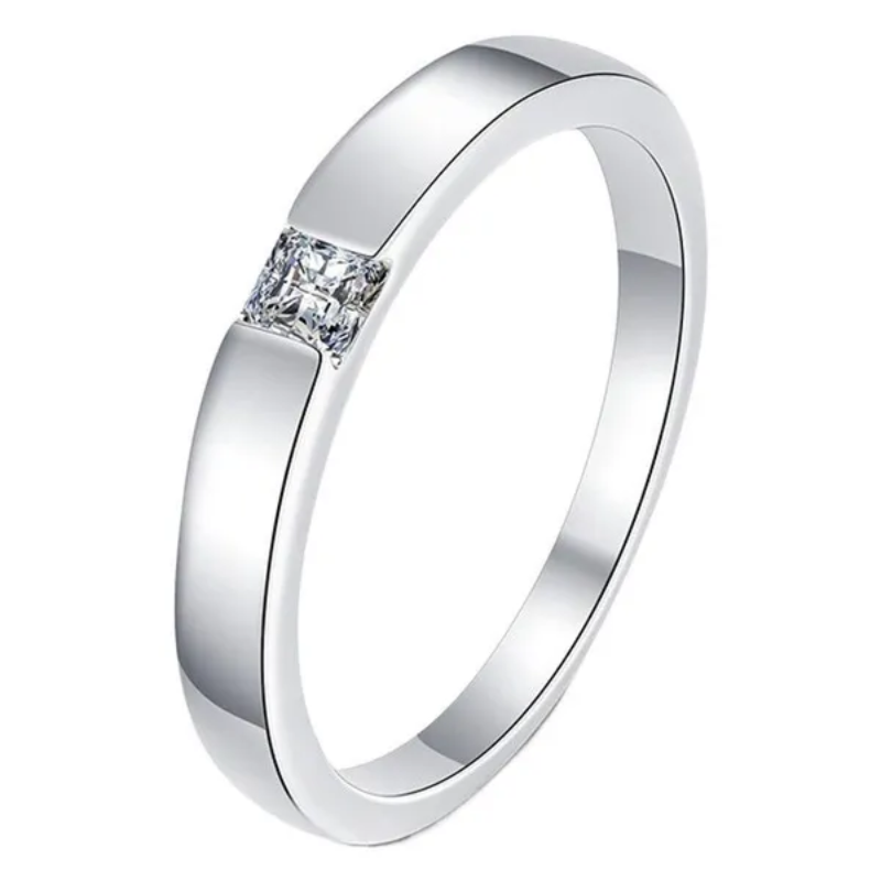 S925 Sterling Silver Moissanite Ring – Unisex Princess Cut 0.30ct Geometric Solitaire Ring