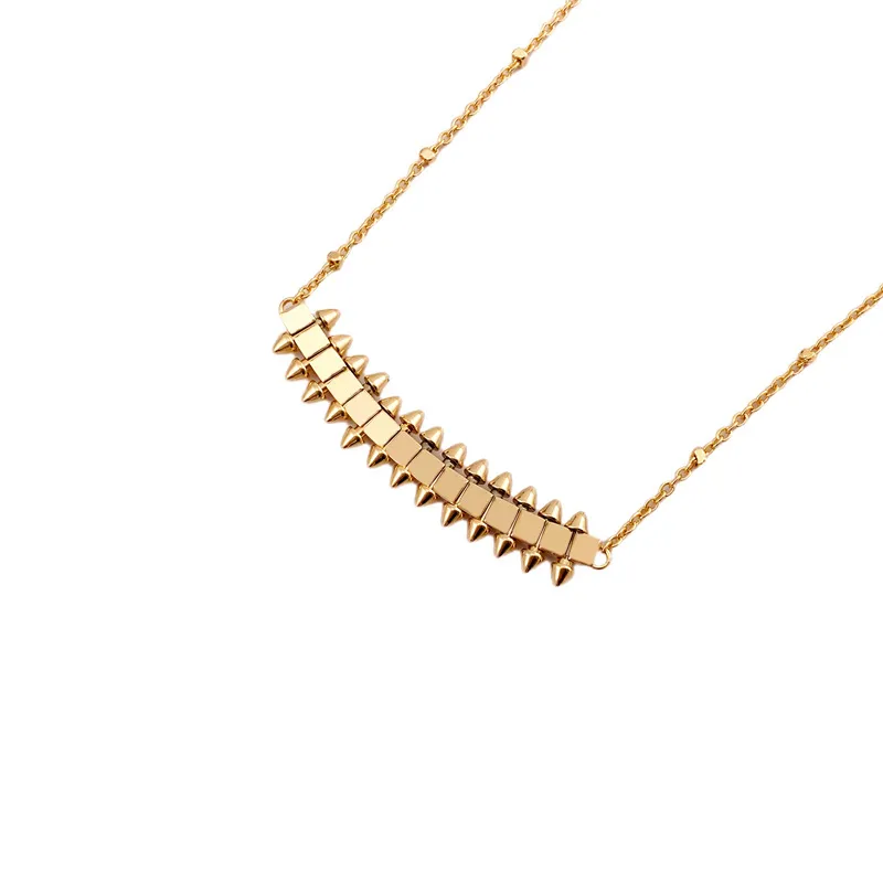 Studded Geometric Bar Pendant Necklace | Punk Chic Chain
