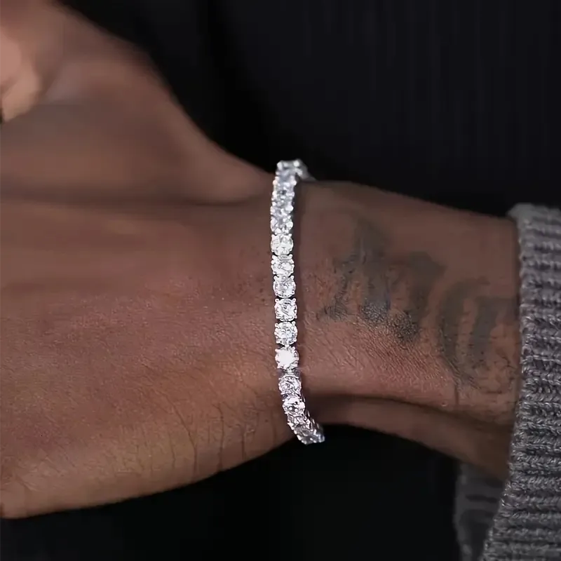 925 Sterling Silver Classic Tennis Bracelet | Full CZ Sparkling Iced Out Chain for Men & Women