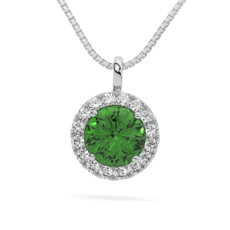 925 Sterling Silver Moissanite Halo Necklace – 1.25 CTW Round Solitaire Pendant