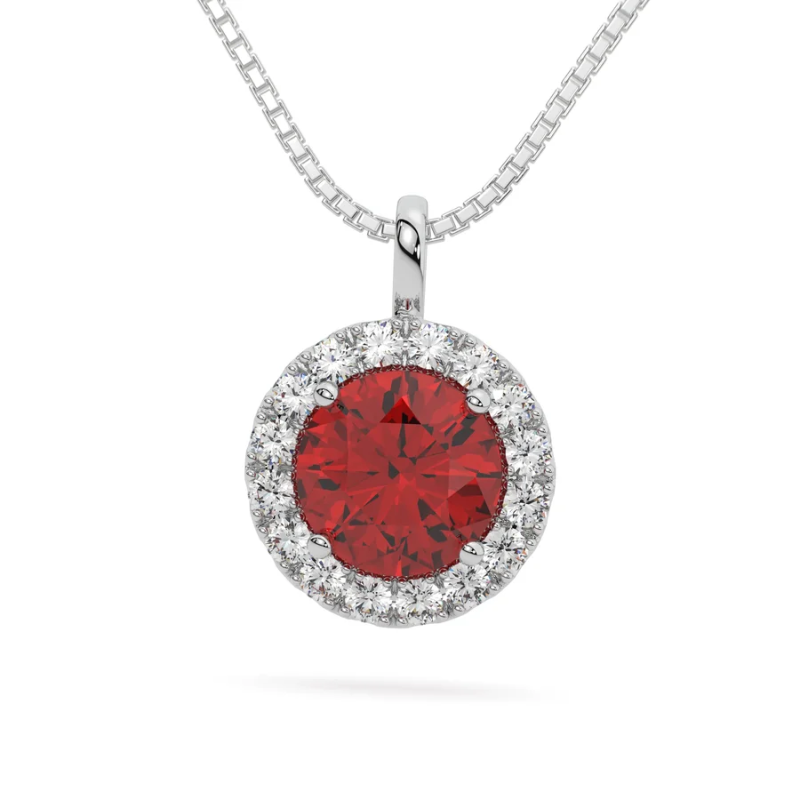 925 Sterling Silver Moissanite Halo Necklace – 1.25 CTW Round Solitaire Pendant