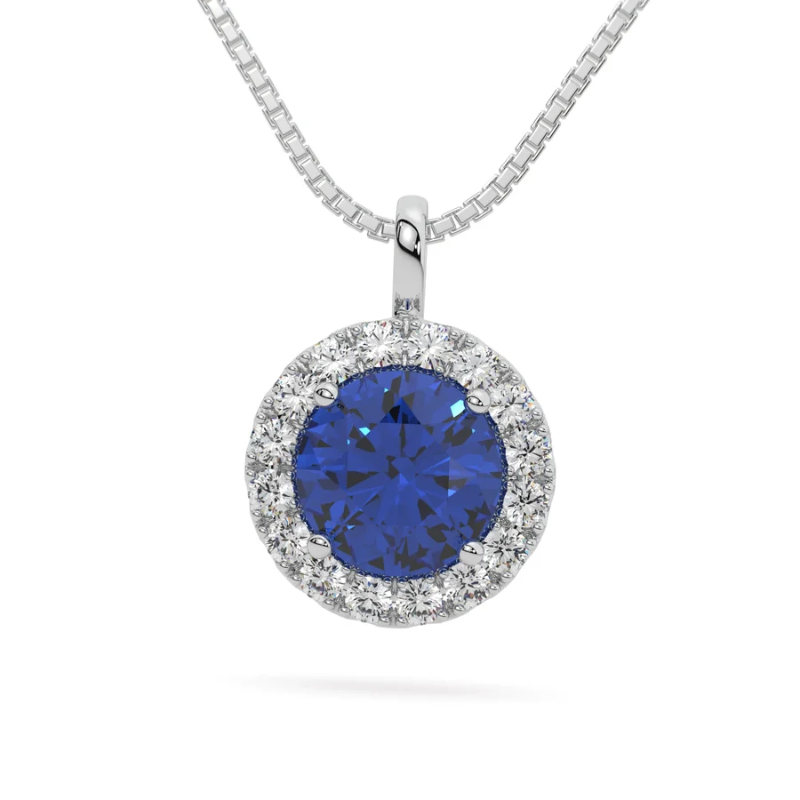 925 Sterling Silver Moissanite Halo Necklace – 1.25 CTW Round Solitaire Pendant