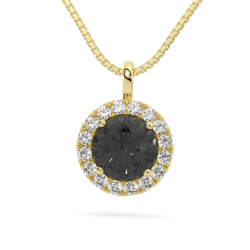 925 Sterling Silver Moissanite Halo Necklace – 1.25 CTW Round Solitaire Pendant