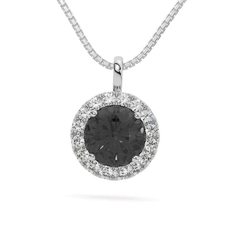 925 Sterling Silver Moissanite Halo Necklace – 1.25 CTW Round Solitaire Pendant