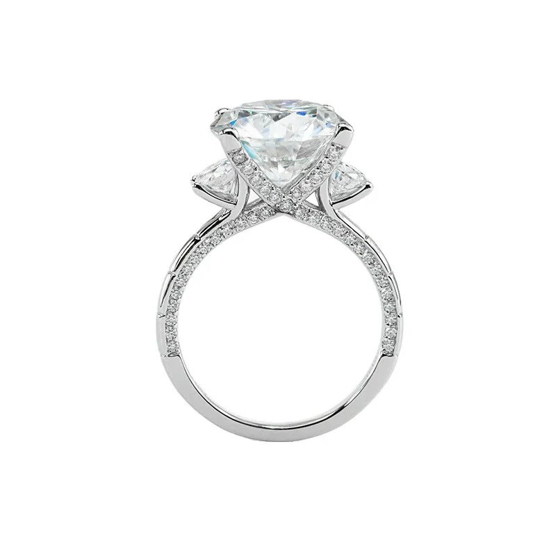 925 Sterling Silver Round Moissanite Engagement Ring for Women | Colorless DEF Brilliant Cut