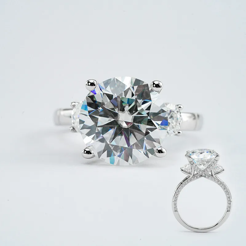 925 Sterling Silver Round Moissanite Engagement Ring for Women | Colorless DEF Brilliant Cut