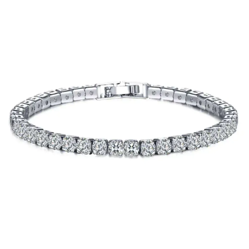 AAA+ Cubic Zirconia Tennis Bracelet | 4mm Sparkling CZ Chain for Men & Women