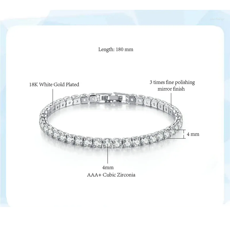 AAA+ Cubic Zirconia Tennis Bracelet | 4mm Sparkling CZ Chain for Men & Women