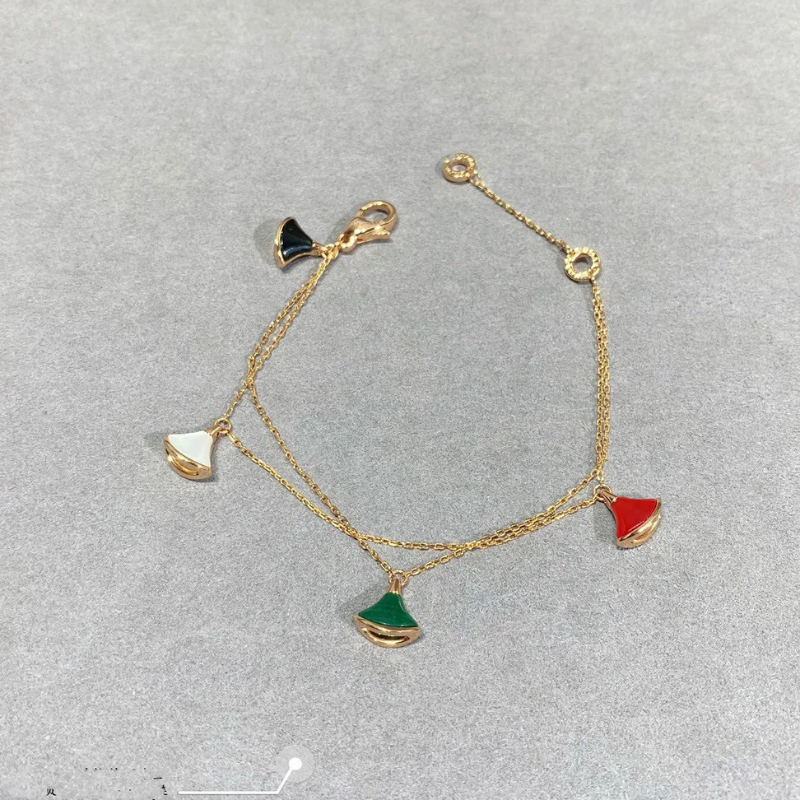 Fan Motif Layered Chain Bracelet | Delicate Fan Pendant Wristband for Women