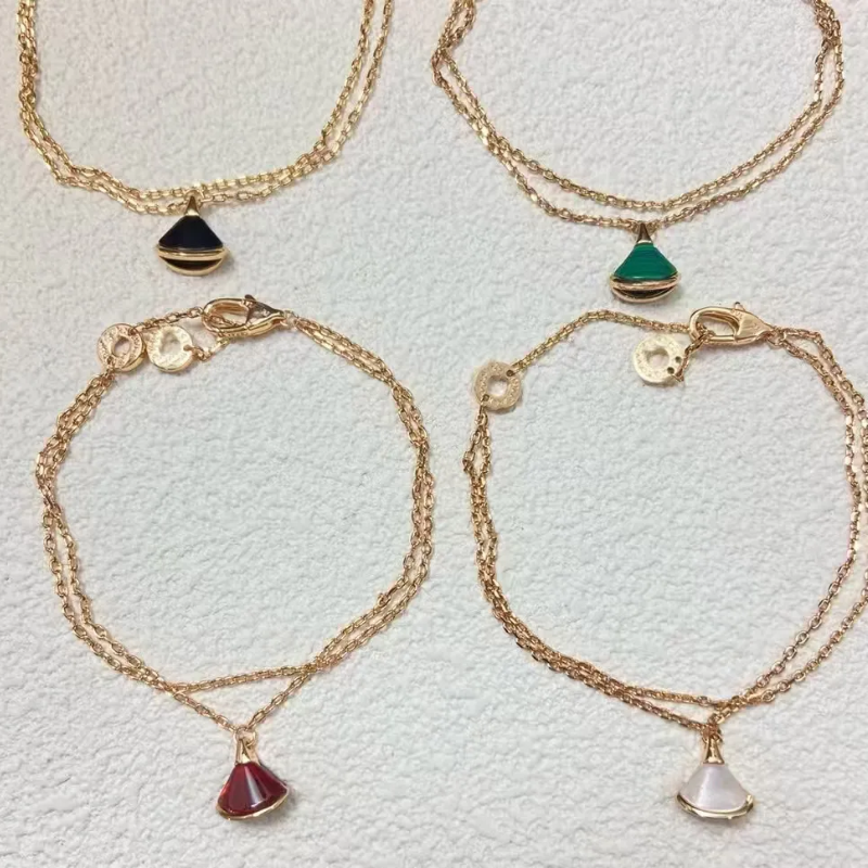 Fan Motif Layered Chain Bracelet | Delicate Fan Pendant Wristband for Women