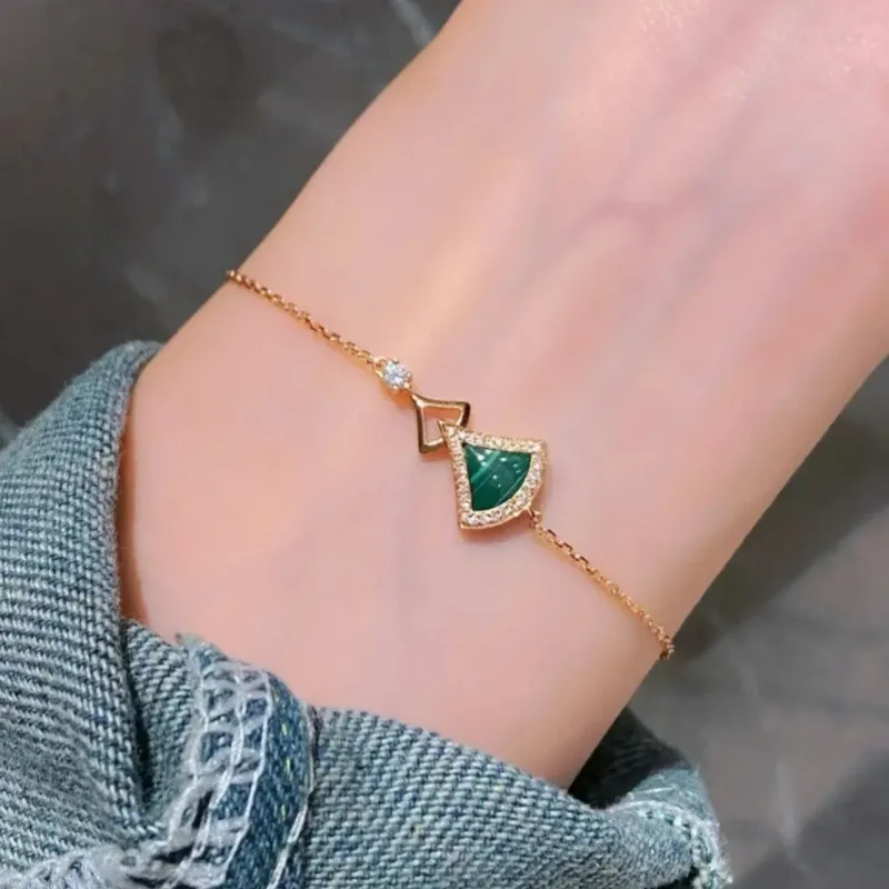 Fan Motif Layered Chain Bracelet | Delicate Fan Pendant Wristband for Women