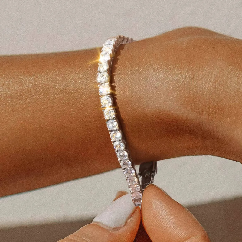 Moissanite Tennis Bracelet in 925 Sterling Silver – 2mm 3mm 4mm GRA Certified Unisex Chain