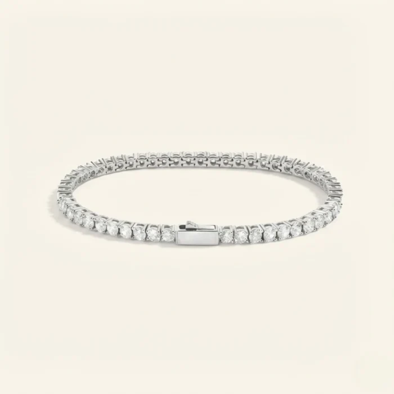Moissanite Tennis Bracelet in Stainless Steel – Tarnish-Free Unisex Tennis Chain