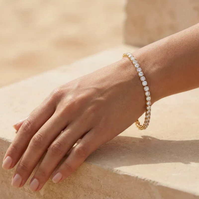 Moissanite Tennis Bracelet in Stainless Steel – Tarnish-Free Unisex Tennis Chain