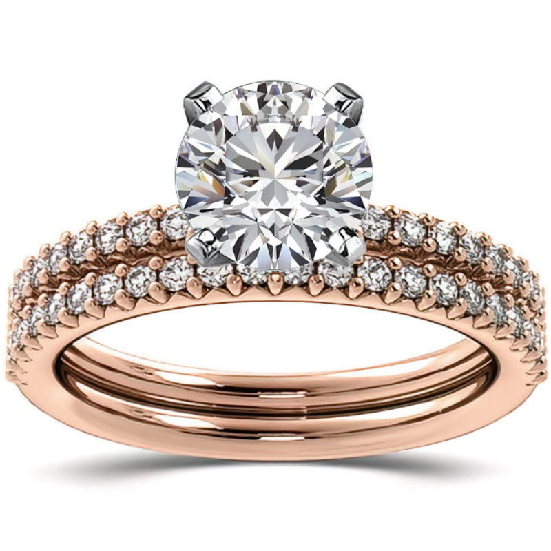 Round Brilliant Moissanite Shared-Prong Semi-Eternity Ring – 0.20ct