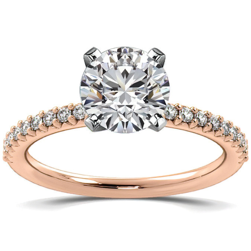 Round Brilliant Moissanite Shared-Prong Semi-Eternity Ring – 0.20ct