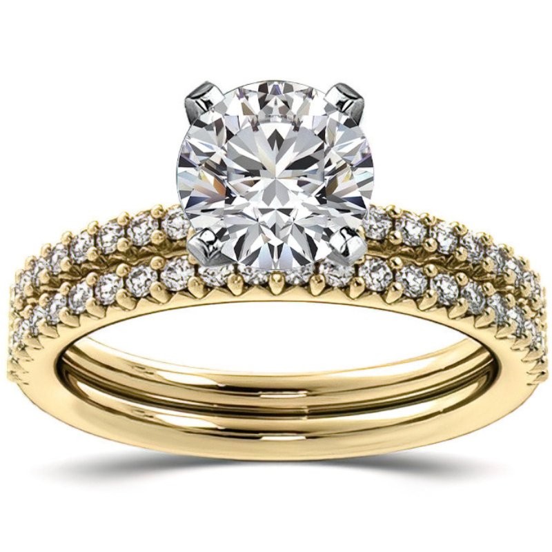 Round Brilliant Moissanite Shared-Prong Semi-Eternity Ring – 0.20ct