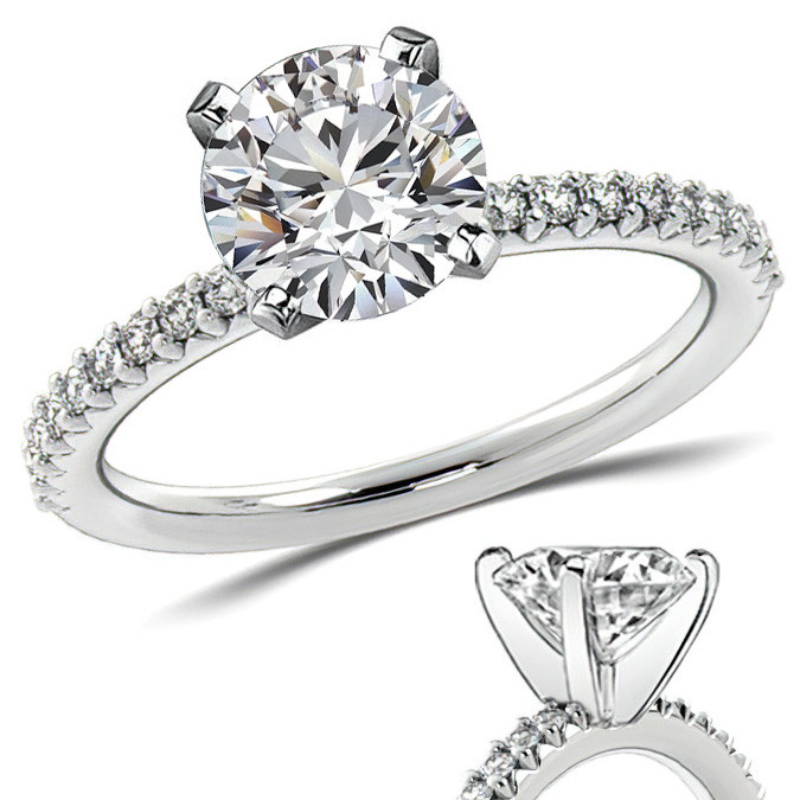 Round Brilliant Moissanite Shared-Prong Semi-Eternity Ring – 0.20ct
