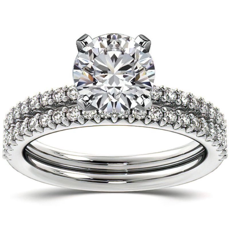 Round Brilliant Moissanite Shared-Prong Semi-Eternity Ring – 0.20ct