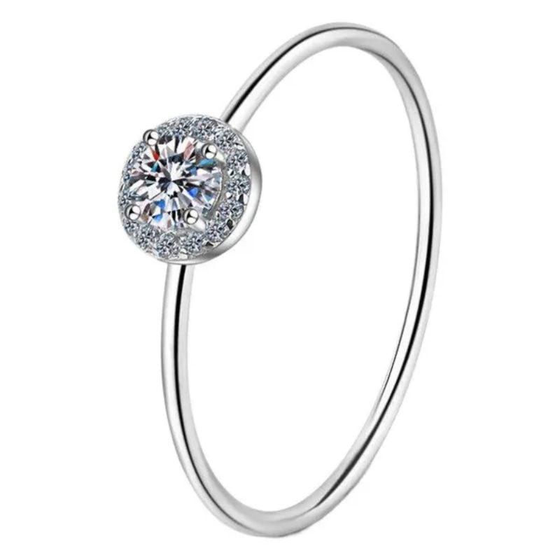 S925 Sterling Silver 0.30ct Moissanite Bezel Ring – Classic Round Solitaire Ring for Women