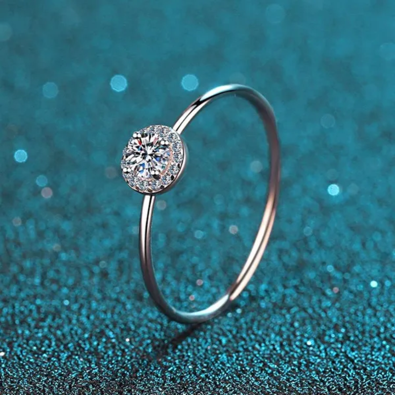 S925 Sterling Silver 0.30ct Moissanite Bezel Ring – Classic Round Solitaire Ring for Women