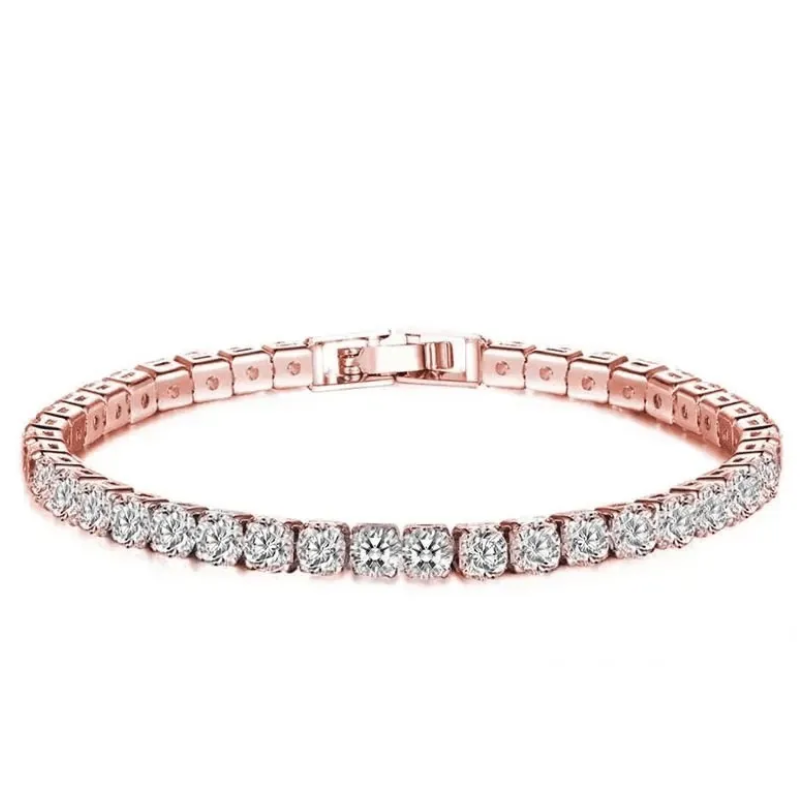 Sparkling Round Cubic Zirconia Tennis Bracelet | Classic CZ Chain for Men & Women