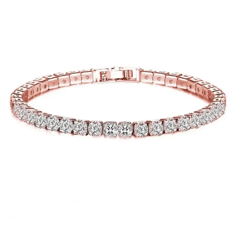 Sparkling Round Cubic Zirconia Tennis Bracelet | Classic CZ Chain for Men & Women