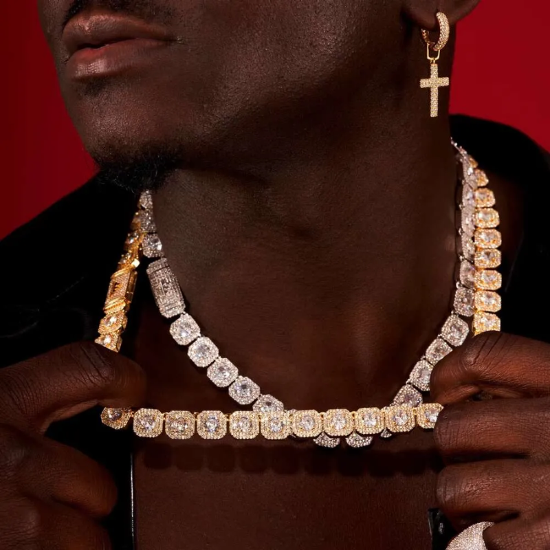 Unisex VVS Moissanite Tennis Chain & Bracelet Set – 8mm / 10mm Hip Hop Jewelry