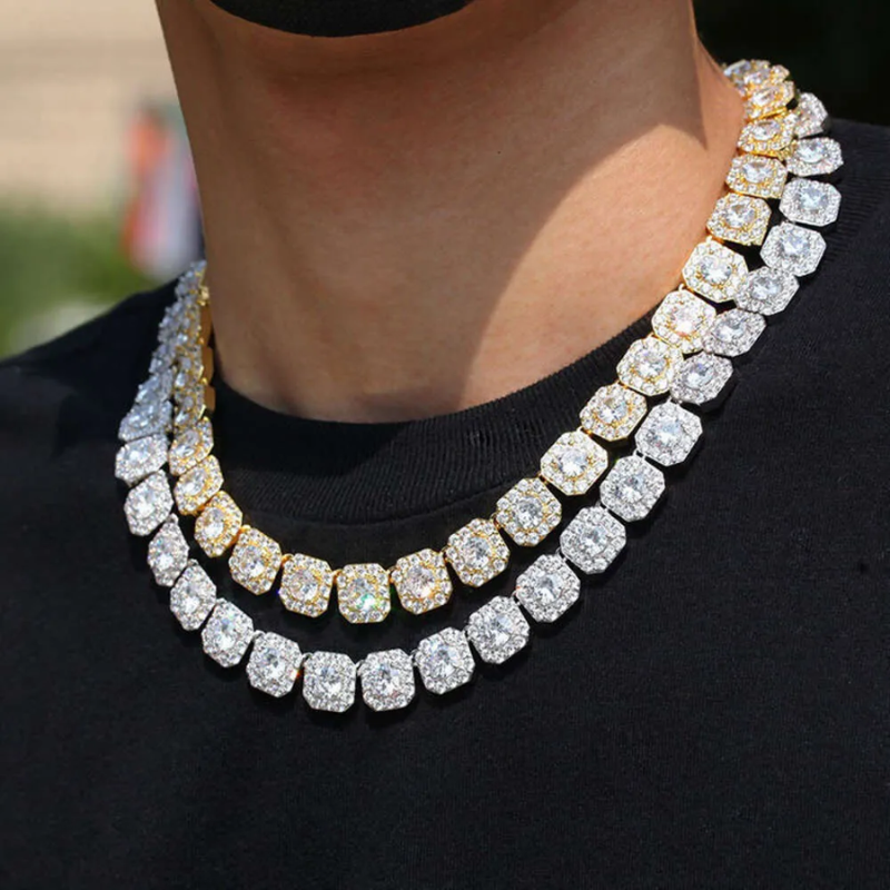 Unisex VVS Moissanite Tennis Chain & Bracelet Set – 8mm / 10mm Hip Hop Jewelry